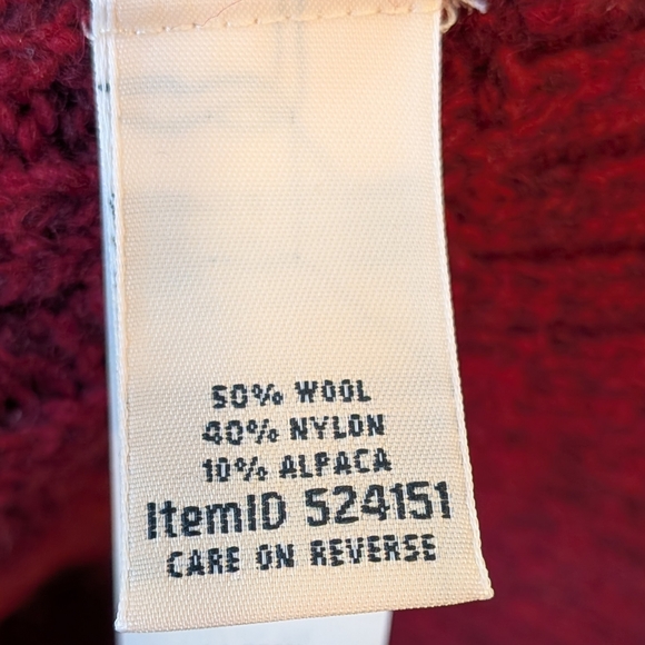 L.L. Bean Women's Red Wool Alpaca Cable Knit Mock Neck Sweater Women's XLP - Picture 5 of 6